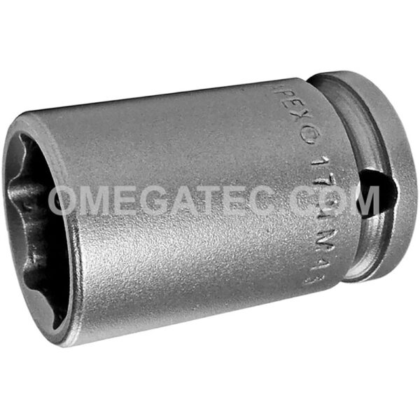 17MM43 Apex 17mm Dado de Impacto Estándar Métrico de 6 Puntos con Pared Delgada, Impulsión Cuadrado de 3/8''