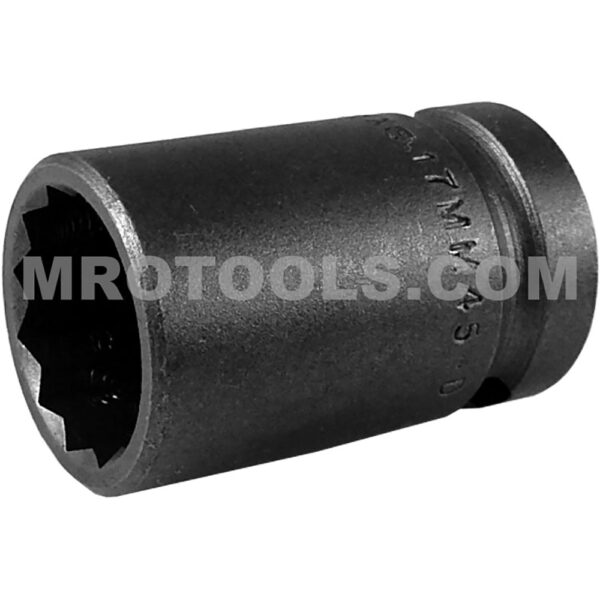 17MM45-D Apex 17mm Dado de Impacto Estándar Métrico de 12 Puntos con Pared Delgada, Impulsión Cuadrado de 1/2''