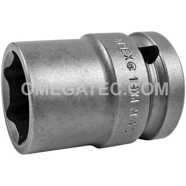 19MM45 Apex 19mm Dado de Impacto Estándar Métrico de 6 Puntos con Pared Delgada, Impulsión Cuadrado de 1/2''