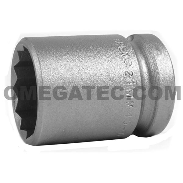 21MM45-D Apex 21mm Dado de Impacto Estándar Métrico de 12 Puntos con Pared Delgada, Impulsión Cuadrado de 1/2''