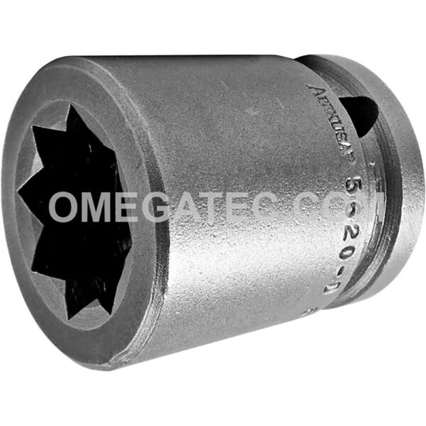 5620-D Apex 5/8'' Dado de Impacto Estándar de 8 Puntos, Para Tuercas de Cuadrado Doble, Impulsión Cuadrado de 1/2''