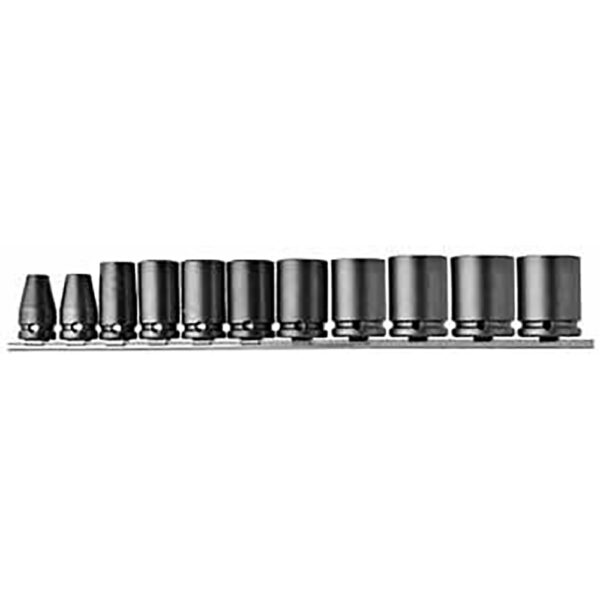 APS511M Apex Juego de Dados de Impacto Estándar Métricos de 6 Puntos de 11 Piezas, Impulsión Cuadrado de 1/2''
