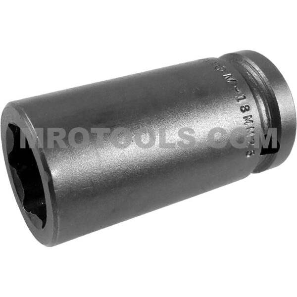 M-18MM25 Apex 18mm Dado de Impacto Largo Métrico Magnético de 6 Puntos, Impulsión Cuadrado de 1/2''