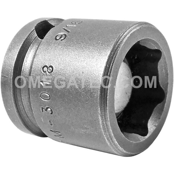 M-3018 Apex 9/16'' Dado de Impacto Corto Magnético de 6 Puntos, Impulsión Cuadrado de 3/8''