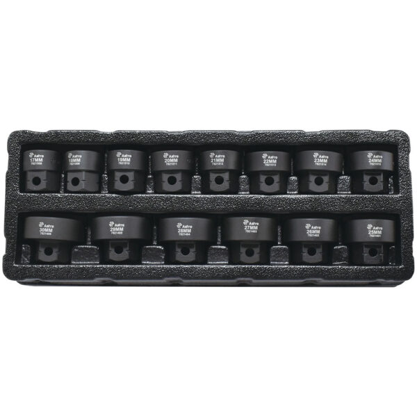 Astro Pneumatic 78214 14PC Juego de Dados de Impacto Nano de Perfil Bajo con Impulsión de 1/2'', 17-30mm - Sin Omitir