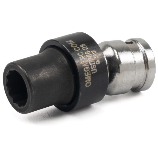 Omega Technologies USD250-28 9/32'' Dado Giratorio de Bajo Perfil de 12 Puntas, Impulsión Cuadrado de 1/4''