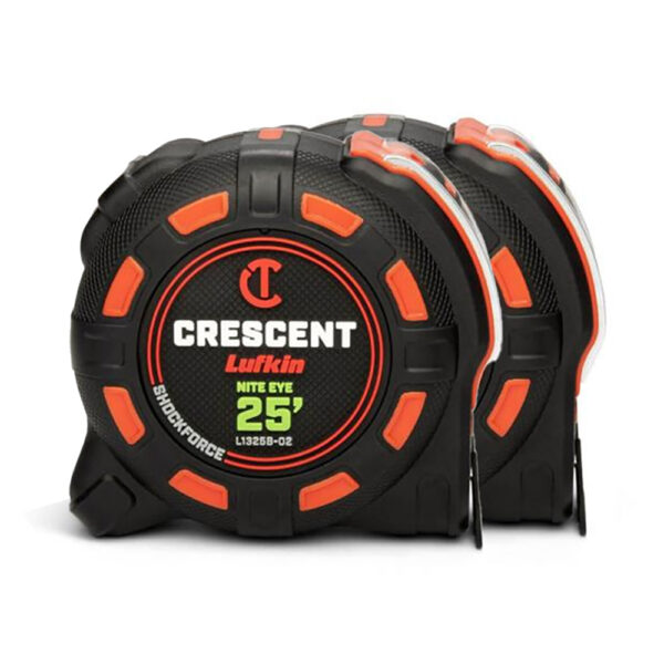 L1325BSET2V-02 Lufkin Cinta Métrica 1-1/4'' x 25' SHOCKFORCE NITE EYE, Paquete de 2