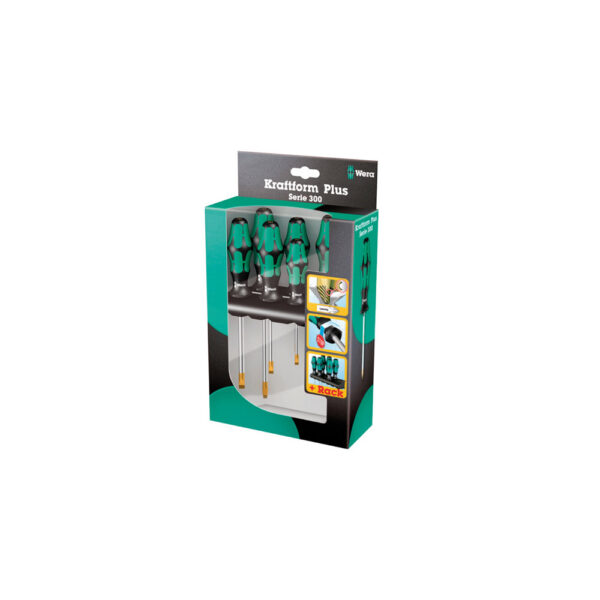 05105650001 Wera 334/6 Juego de Desarmador Kraftform Plus Laser Tip de 6 Piezas