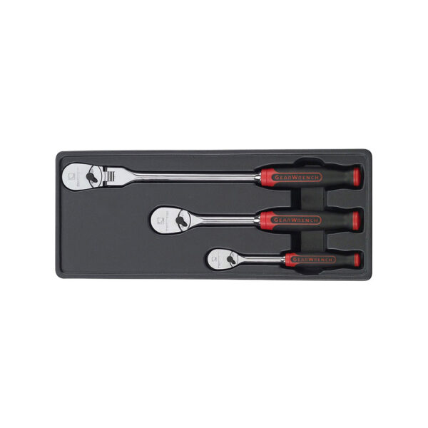 81203F GearWrench Juego de Trinquete Teardrop Mixto con Agarra Amortiguado con Impulsor de 1/4'' y 3/8'' de 3 Piezas