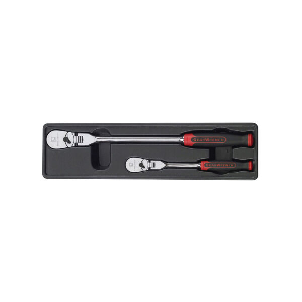 81204F GearWrench Juego de Trinquete Teardrop Flexible con Agarre Amortiguado con Impulsor de 1/4'' y 3/8'' de 2 Piezas