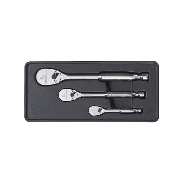81206F GearWrench Juego de Trinquete Teardrop Pulido Completo con Impulsor de 1/4'', 1/2'' y 1/2'' de 3 Piezas