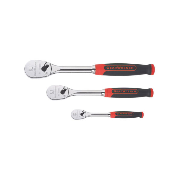 81207F GearWrench Juego de Trinquete Teardrop con Agarre de Cojin con Impulsor de 1/4'', 3/8'' y 1/2'' de 3 Piezas