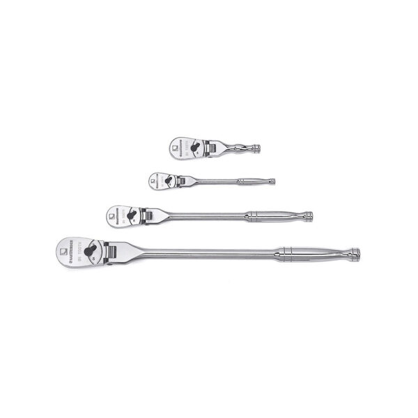 81230F GearWrench Juego de Trinquete con Manija Flexible Pulido con Impulsor de 1/4'', 3/8'' y 1/2'' de 4 Piezas