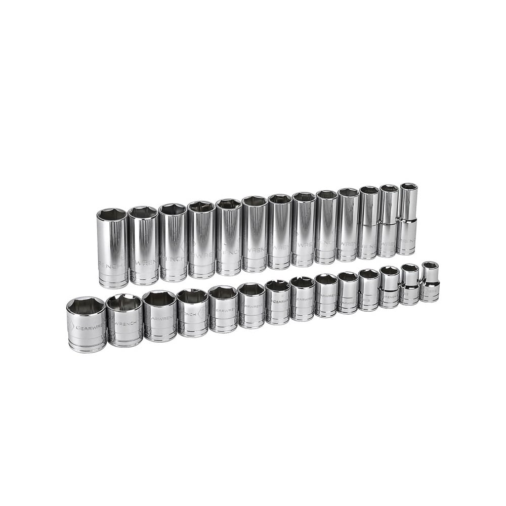 80729 GearWrench Juego de Dados SAE Estandar y Profundo de 6 Puntos con